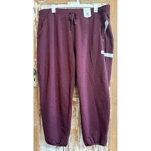 Women's XERSION Mid-Rise Fleece Jogger Pants - Bold Burgundy - Size 2X